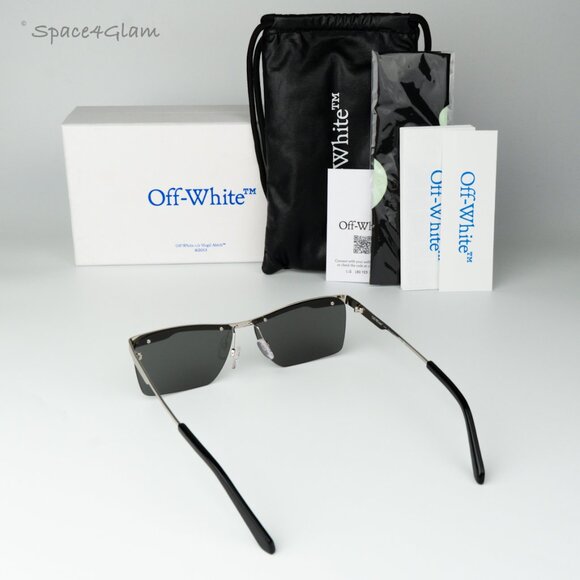 Off-White Women Sunglasses Silver Mirror Rectangle OERI095 RIMINI 7272 NEW - Picture 8 of 10